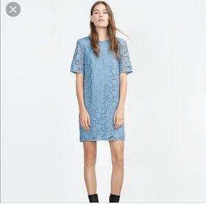 Zara blue lace shift dress